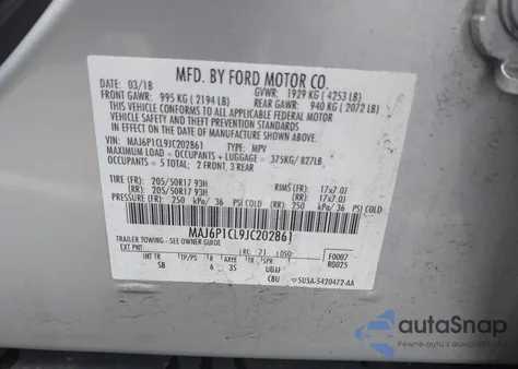 2018 Ford Ecosport Ses from USA, damaged, VIN MAJ6P1CL9JC202861